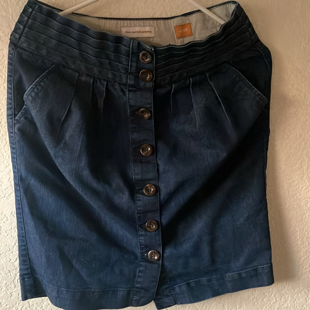 Anthro Pilcro & the Letterpress Mini Denim High Waist w. Pockets Skirt womens 6 - Picture 13 of 15